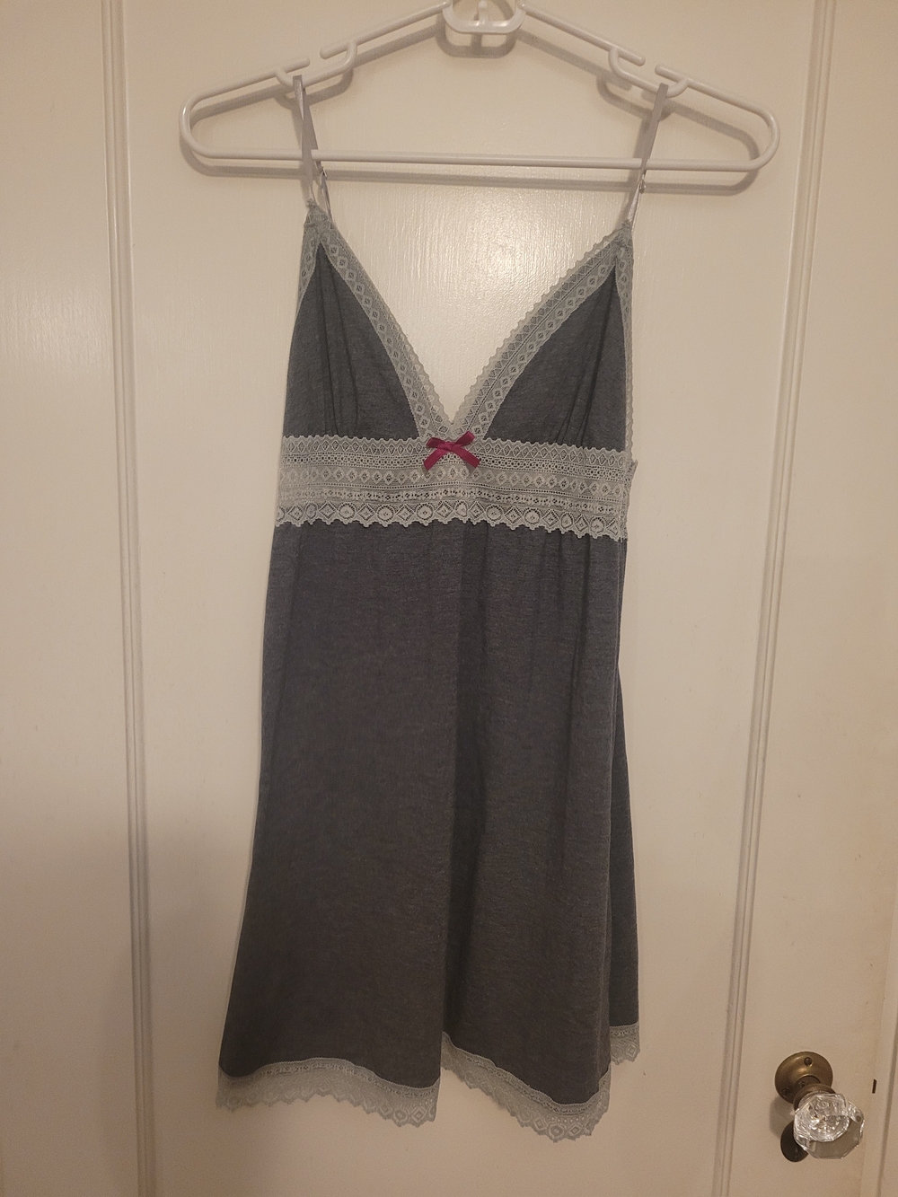 Gilligan & O'Malley Gray Chemise with Lace Accent